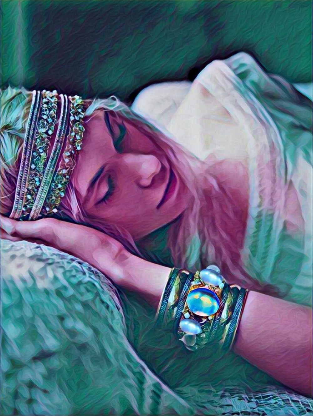 ♡Magical Fairy-tale Rainbow Moonstone & 925 Sterling Silver Bracelet~Vintage - Picture 16 of 16